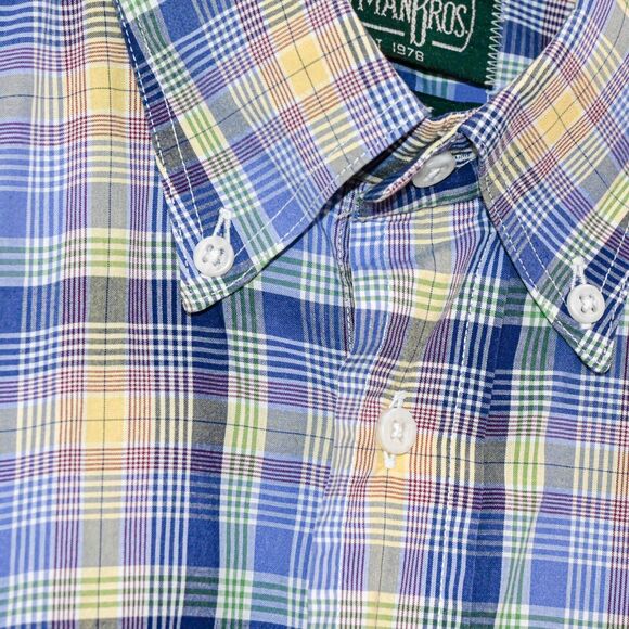 GITMAN BROS Vintage Men's Button Down Shirt Multi Plaid cotton size M Made in US - Picture 4 of 6